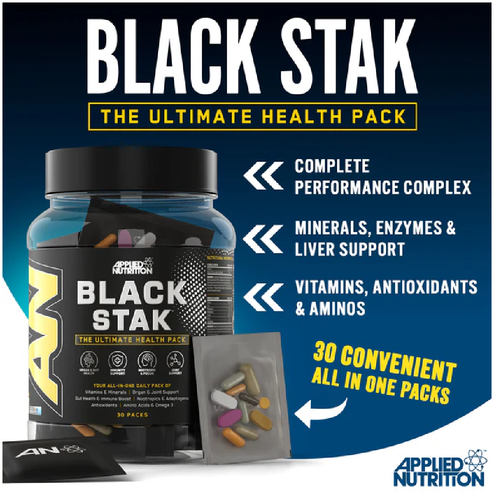 Applied Nutrition BLACK STAK - THE ULTIMATE HEALTH PACK, (30 packs in Each Tub)