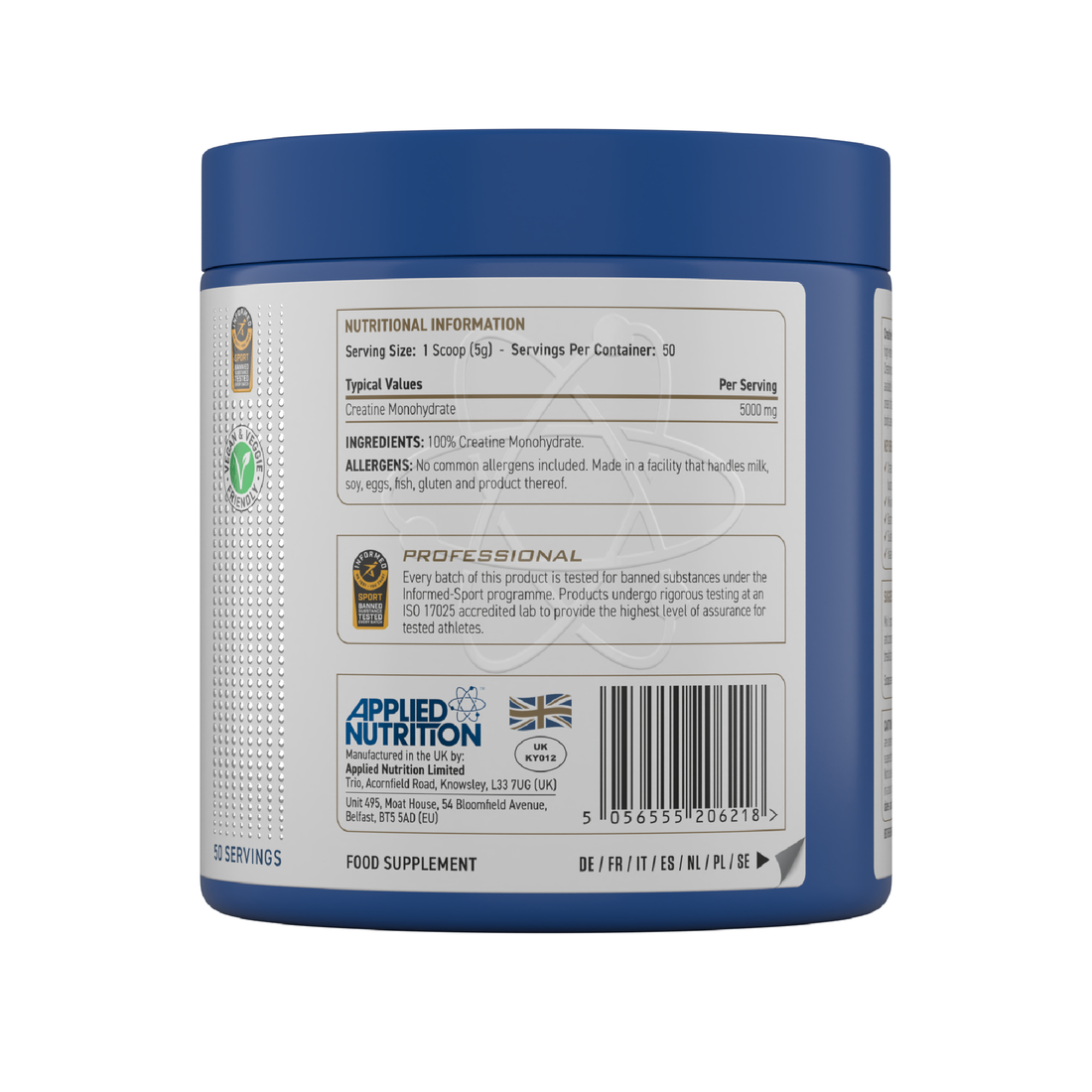 Applied Nutrition Creatine Monohydrate (Halal) ( 50 Servings )