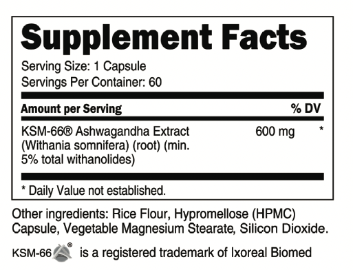 Transparent Labs Ashwagandha KSM-66 ( 600mg , 60 Servings )